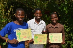 Harwell, Kusala, and Emmanuel with their new Permaculture Design Certificates!