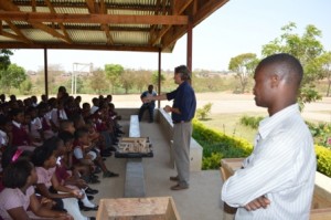 Kristof teaching about the importance of beekeeping.