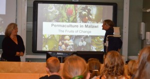 Stacia and Kristof giving a Permaculture Presentation